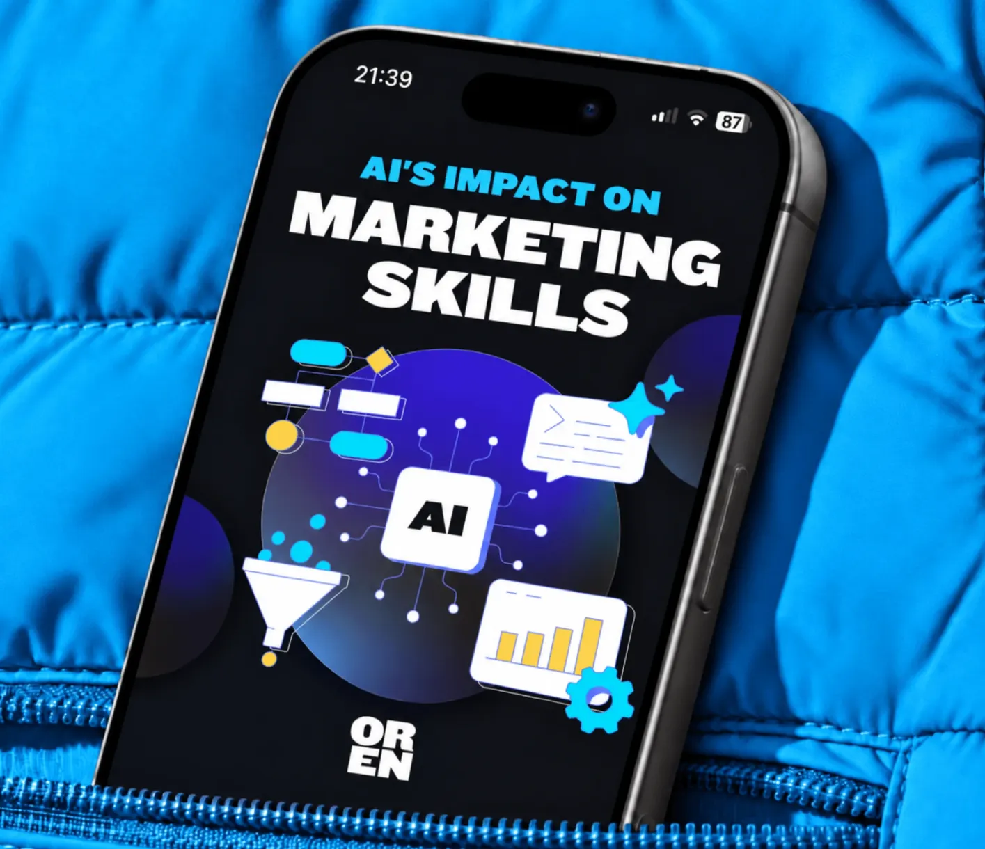 AI's Impact on Marketing Skills cover on a phone