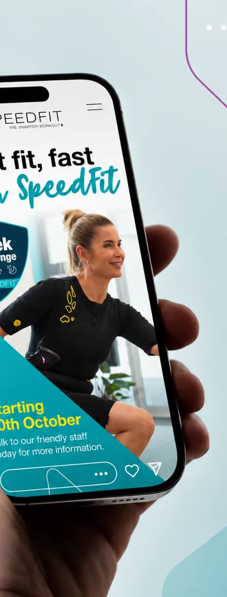 SpeedFit Instagram post on a phone