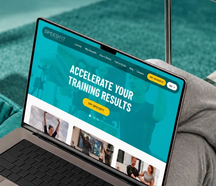 SpeedFit website on a laptop
